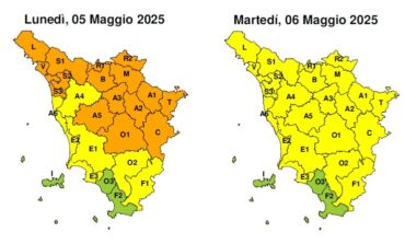 Codice giallo per temporali e rischio idrogeologico/idraulico fino alle ore 20 di martedì 6 maggio