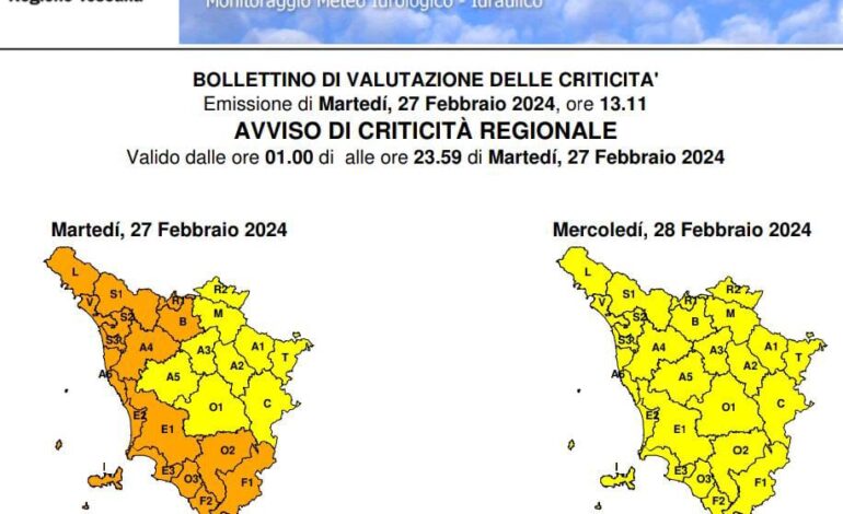 Allerta meteo, gli aggiornamenti della Protezione civile sul rischio idrogeologico/idraulico e temporali