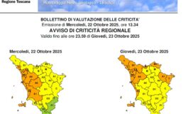 Allerta arancio per rischio di forti temporali, rischio idrogeologico/idraulico, vento e mareggiate