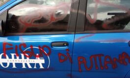 Scritte vandaliche all'auto di Luca Mazzoni