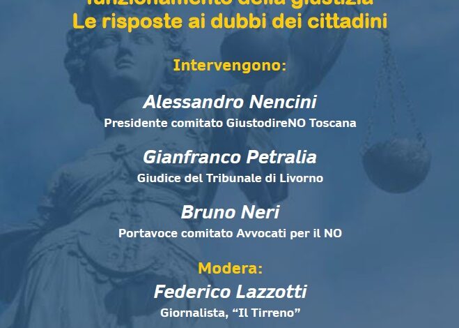 Referendum e giustizia: dibattito a Livorno giovedì 26 febbraio”