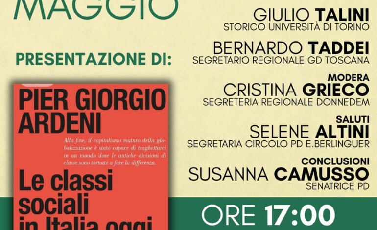 Livorno, Ardeni riporta al centro il tema delle classi sociali: presentazione del libro al Circolo PD