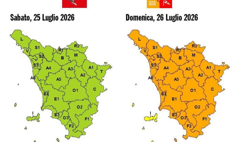 Allerta arancione in Toscana per rischio temporali