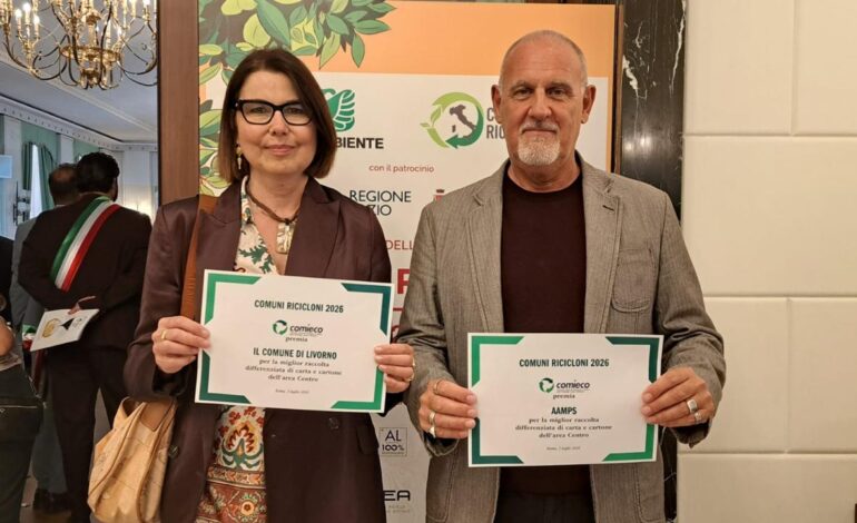 Comune di Livorno e Aamps sul podio del riciclo: doppio premio per carta cartone e olio vegetale esausto